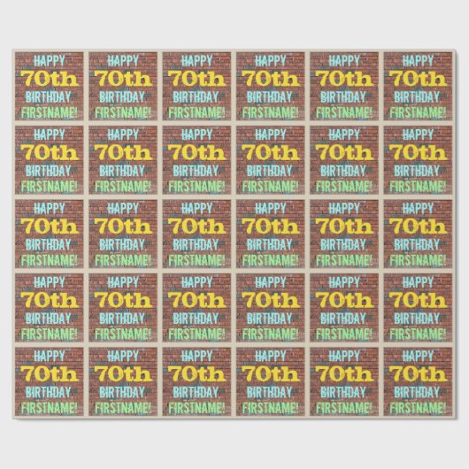 Brick Wall Graffiti geïnspireerd op 70e verjaardag Cadeaupapier (Vlak)