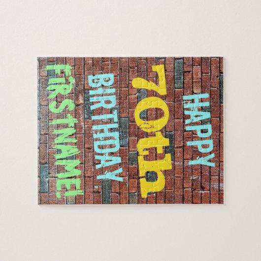 Brick Wall Graffiti geïnspireerd op 70e verjaardag Legpuzzel (Horizontaal)