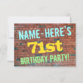 Brick Wall Graffiti geïnspireerd op 71ste verjaard Kaart (Voorkant)