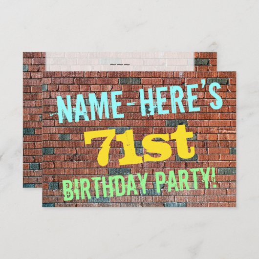 Brick Wall Graffiti geïnspireerd op 71ste verjaard Kaart (Voorkant / Achterkant)