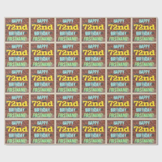 Brick Wall Graffiti geïnspireerd op 72e verjaardag Cadeaupapier (Vlak)