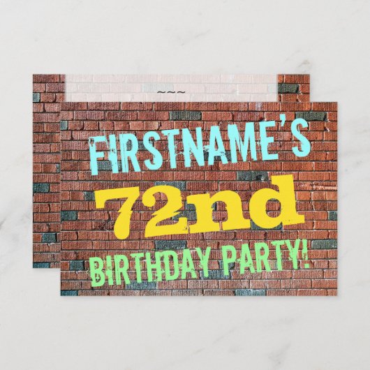 Brick Wall Graffiti geïnspireerd op 72e verjaardag Kaart (Voorkant / Achterkant)