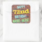 Brick Wall Graffiti geïnspireerd op 72e verjaardag Vierkante Sticker (Tas)