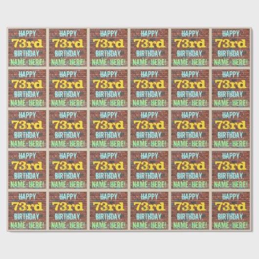 Brick Wall Graffiti geïnspireerd op 73e verjaardag Cadeaupapier (Vlak)