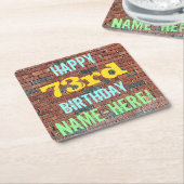 Brick Wall Graffiti geïnspireerd op 73e verjaardag Kartonnen Onderzetters (Schuin)