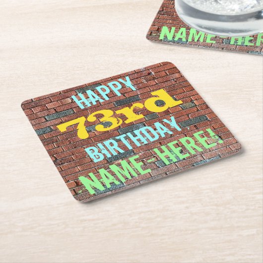 Brick Wall Graffiti geïnspireerd op 73e verjaardag Kartonnen Onderzetters (Schuin)