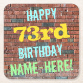 Brick Wall Graffiti geïnspireerd op 73e verjaardag Kartonnen Onderzetters (Voorkant)