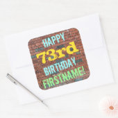 Brick Wall Graffiti geïnspireerd op 73e verjaardag Vierkante Sticker (Envelop)