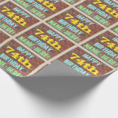 Brick Wall Graffiti geïnspireerd op 74e verjaardag Cadeaupapier (Hoek)