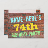 Brick Wall Graffiti geïnspireerd op 74e verjaardag Kaart (Voorkant / Achterkant)