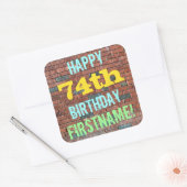 Brick Wall Graffiti geïnspireerd op 74e verjaardag Vierkante Sticker (Envelop)