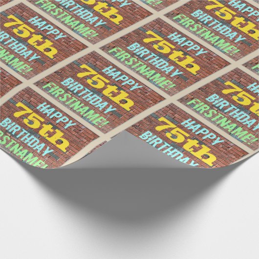 Brick Wall Graffiti geïnspireerd op 75e verjaardag Cadeaupapier (Hoek)