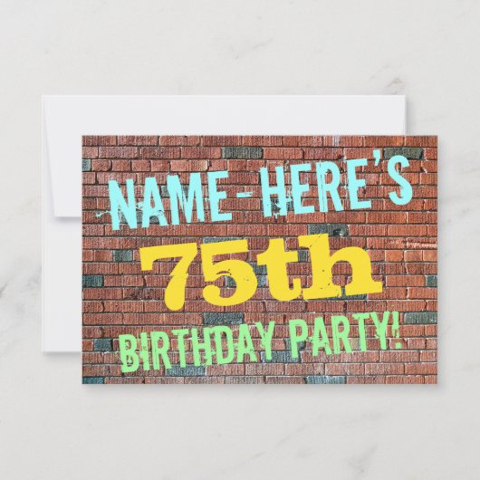Brick Wall Graffiti geïnspireerd op 75e verjaardag Kaart (Voorkant)