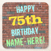 Brick Wall Graffiti geïnspireerd op 75e verjaardag Kartonnen Onderzetters (Voorkant)