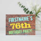 Brick Wall Graffiti geïnspireerd op 76e verjaardag Kaart (Staand voorkant)