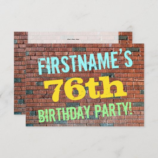 Brick Wall Graffiti geïnspireerd op 76e verjaardag Kaart (Voorkant / Achterkant)