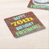 Brick Wall Graffiti geïnspireerd op 76e verjaardag Kartonnen Onderzetters (Schuin)