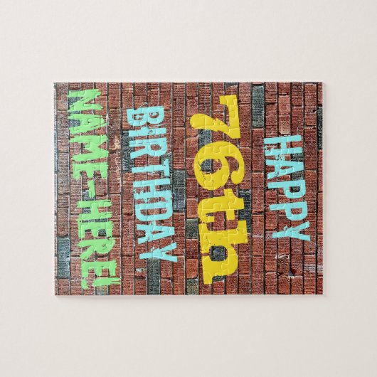 Brick Wall Graffiti geïnspireerd op 76e verjaardag Legpuzzel (Horizontaal)