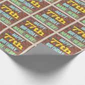 Brick Wall Graffiti geïnspireerd op 77e verjaardag Cadeaupapier (Hoek)