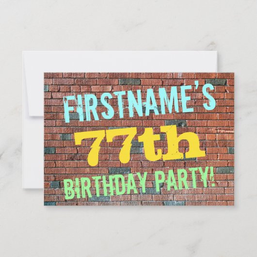 Brick Wall Graffiti geïnspireerd op 77e verjaardag Kaart (Voorkant)