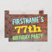 Brick Wall Graffiti geïnspireerd op 77e verjaardag Kaart (Voorkant / Achterkant)