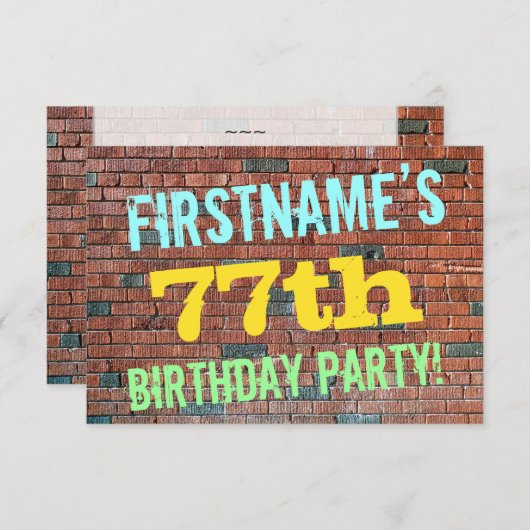 Brick Wall Graffiti geïnspireerd op 77e verjaardag Kaart (Voorkant / Achterkant)