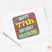 Brick Wall Graffiti geïnspireerd op 77e verjaardag Vierkante Sticker (Envelop)