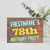 Brick Wall Graffiti geïnspireerd op 78e verjaardag Kaart (Staand voorkant)