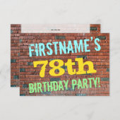 Brick Wall Graffiti geïnspireerd op 78e verjaardag Kaart (Voorkant / Achterkant)