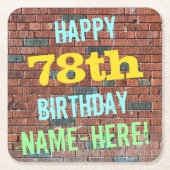 Brick Wall Graffiti geïnspireerd op 78e verjaardag Kartonnen Onderzetters (Voorkant)