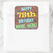 Brick Wall Graffiti geïnspireerd op 78e verjaardag Vierkante Sticker (Tas)