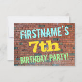 Brick Wall Graffiti geïnspireerd op 7e verjaardag  Kaart (Voorkant)