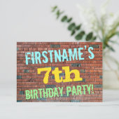 Brick Wall Graffiti geïnspireerd op 7e verjaardag  Kaart (Staand voorkant)