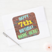 Brick Wall Graffiti geïnspireerd op 7e verjaardag Vierkante Sticker (Envelop)