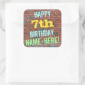 Brick Wall Graffiti geïnspireerd op 7e verjaardag Vierkante Sticker (Tas)