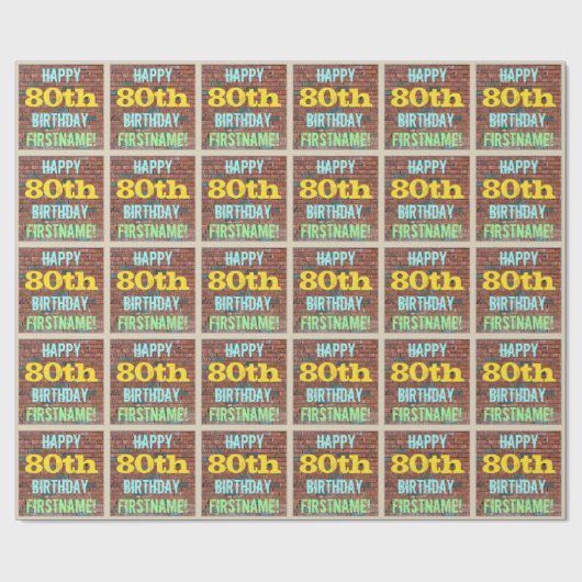 Brick Wall Graffiti geïnspireerd op 80ste verjaard Cadeaupapier (Vlak)