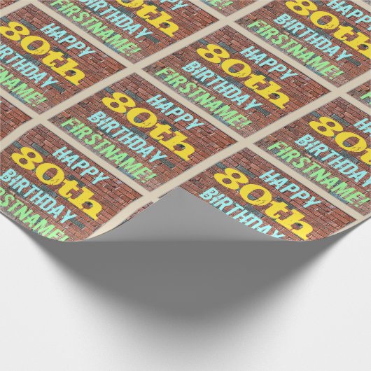Brick Wall Graffiti geïnspireerd op 80ste verjaard Cadeaupapier (Hoek)