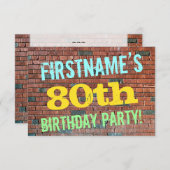 Brick Wall Graffiti geïnspireerd op 80ste verjaard Kaart (Voorkant / Achterkant)