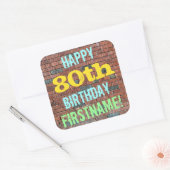 Brick Wall Graffiti geïnspireerd op 80ste verjaard Vierkante Sticker (Envelop)