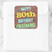 Brick Wall Graffiti geïnspireerd op 80ste verjaard Vierkante Sticker (Tas)