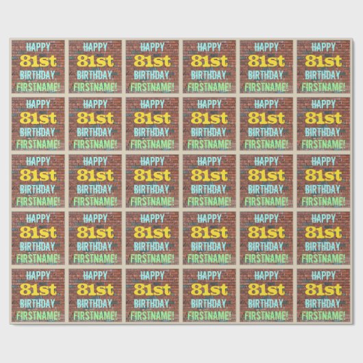 Brick Wall Graffiti geïnspireerd op 81ste verjaard Cadeaupapier (Vlak)