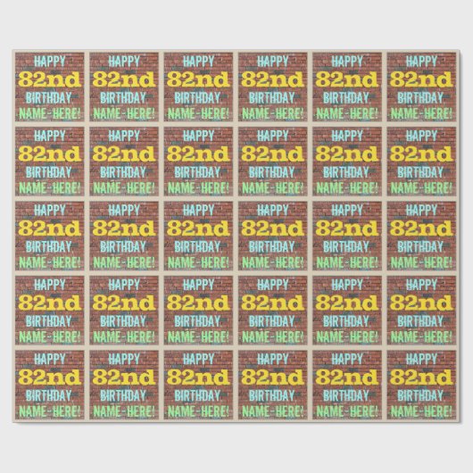 Brick Wall Graffiti geïnspireerd op 82e verjaardag Cadeaupapier (Vlak)