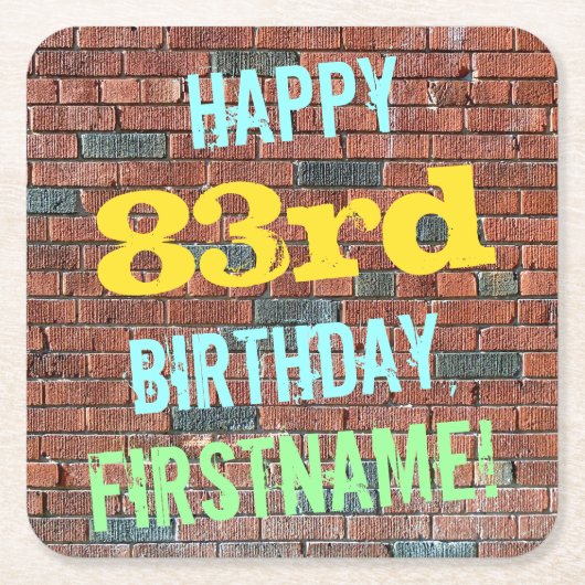 Brick Wall Graffiti geïnspireerd op 83e verjaardag Kartonnen Onderzetters (Voorkant)