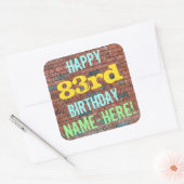 Brick Wall Graffiti geïnspireerd op 83e verjaardag Vierkante Sticker (Envelop)