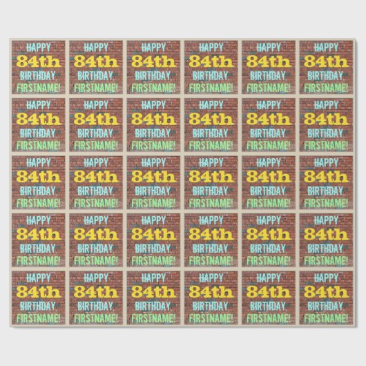 Brick Wall Graffiti geïnspireerd op 84ste verjaard Cadeaupapier (Vlak)