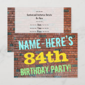 Brick Wall Graffiti geïnspireerd op 84ste verjaard Kaart (Voorkant / Achterkant)