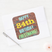 Brick Wall Graffiti geïnspireerd op 84ste verjaard Vierkante Sticker (Envelop)