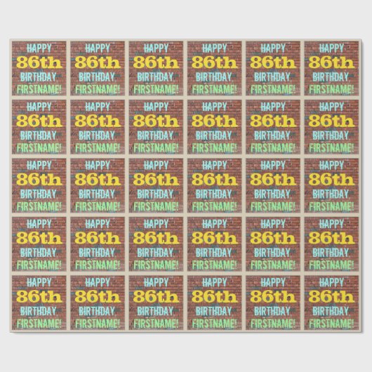 Brick Wall Graffiti geïnspireerd op 86e verjaardag Cadeaupapier (Vlak)