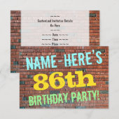 Brick Wall Graffiti geïnspireerd op 86e verjaardag Kaart (Voorkant / Achterkant)