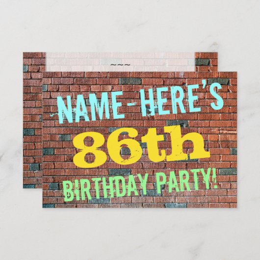 Brick Wall Graffiti geïnspireerd op 86e verjaardag Kaart (Voorkant / Achterkant)